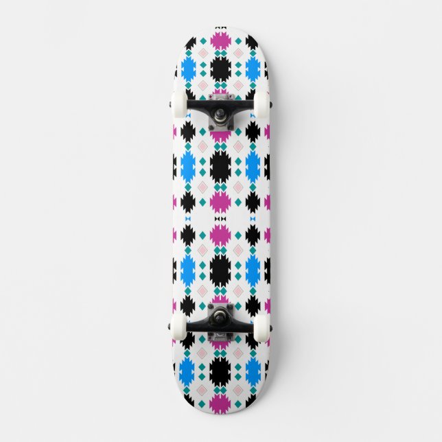 Söt färgrik aztekisk mönster mini skateboard bräda 18,5 cm (Framsida)