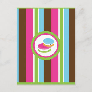 Söt Färgrik Bageri Macaroons Rolig Randig Flyer Vykort