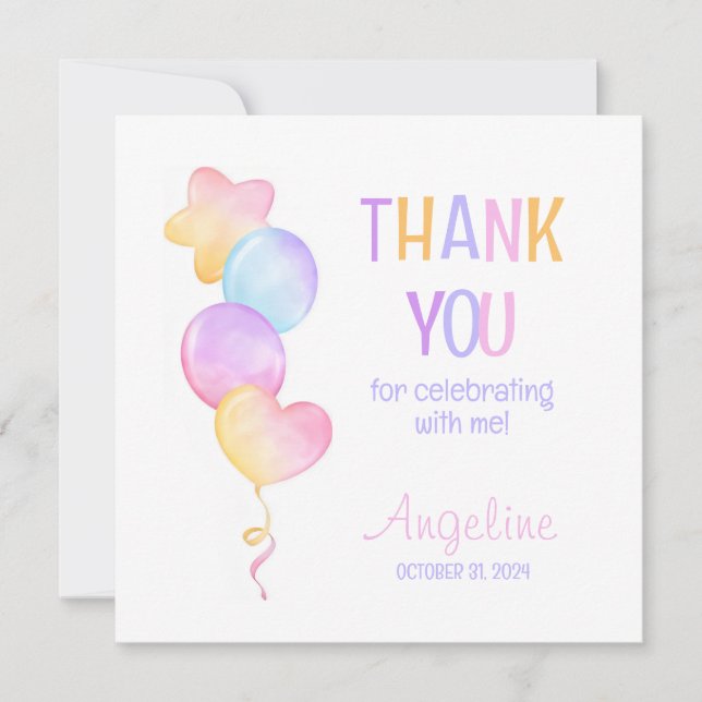 Söt Färgrik Ballong Barnkalas Tack (Framsida)