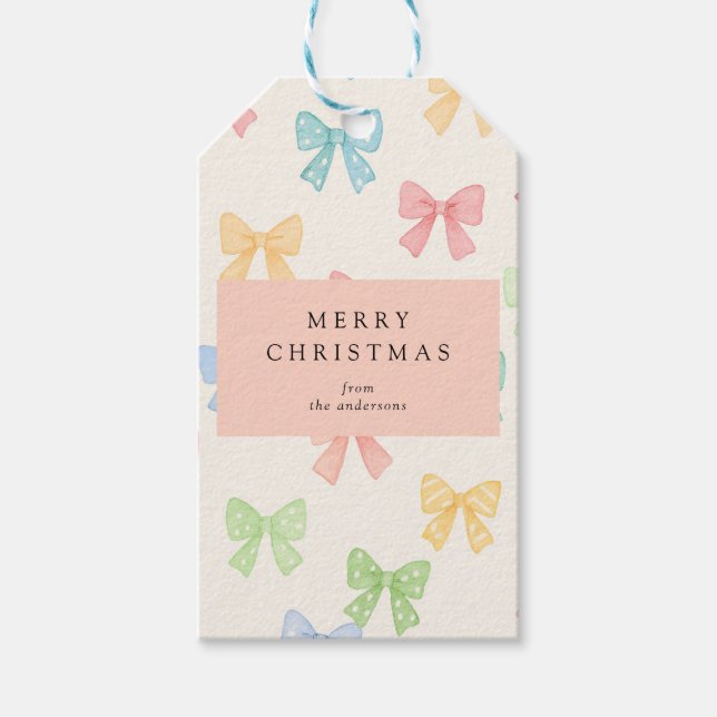 Söt Färgrik Bandmönster Jul Presentetikett (Framsidan)