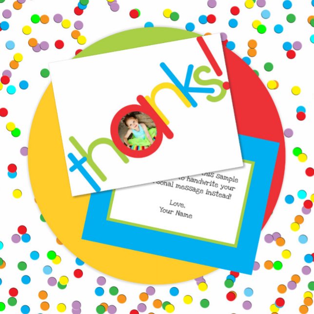 Söt färgrik barnfoto tack tackkort kort (Skapare uppladdad)