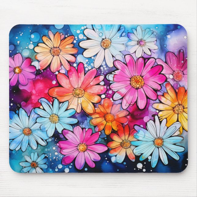 Söt Färgrik Blomma Doodle Musmatta (Framsidan)