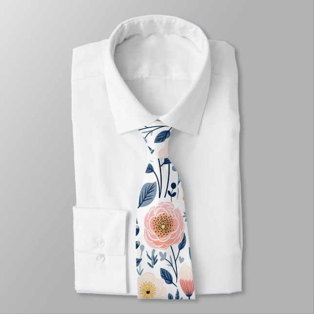 Söt Färgrik Blommig Äng Vårträdgård Slips (Bunden)