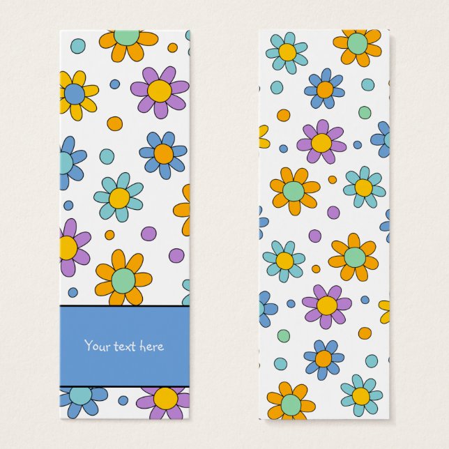Söt färgrik blommig design Bokmärke Litet Visitkort (Framsida & baksida)