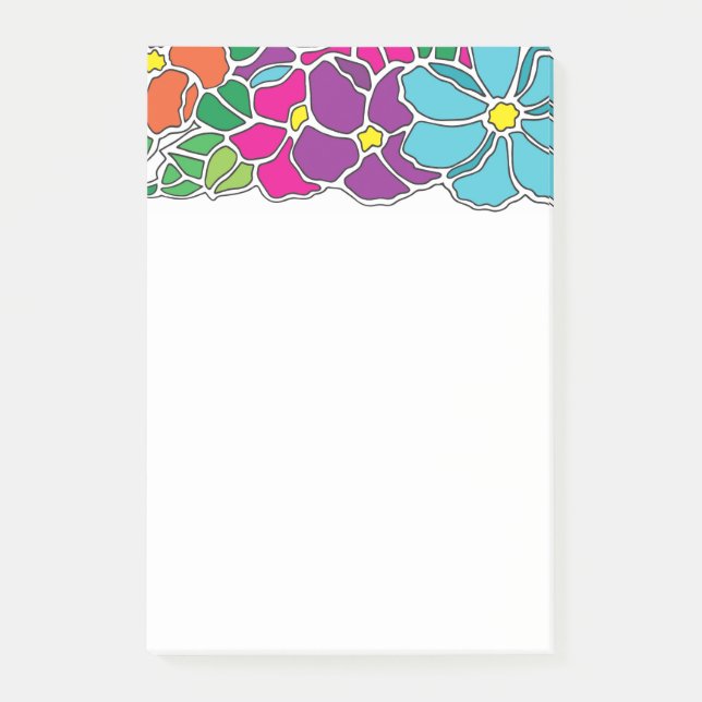 Söt färgrik blommönster post-it block (Framsida)