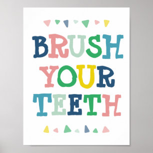 Söt Färgrik Borsta Tänderna Rolig Barns Toalett Poster