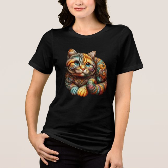 Söt färgrik calicokatt  t shirt (Framsida)