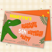 Söt Färgrik Dinosaurie 5-års/Födelsedagsfest för a
