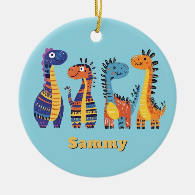 Söt Färgrik Dinosauriedesign-ornament Julgransprydnad Keramik (Framsidan)