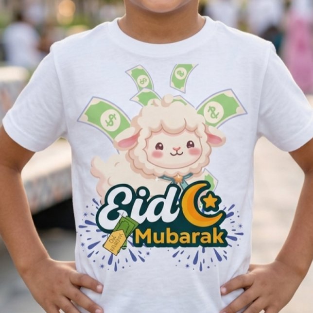 Söt Färgrik Eid Mubarak Får Barn T-Shirt - Lycklig (Skapare uppladdad)