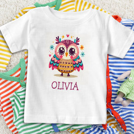 Söt Färgrik Excentrisk Baby Ugglor T Shirt