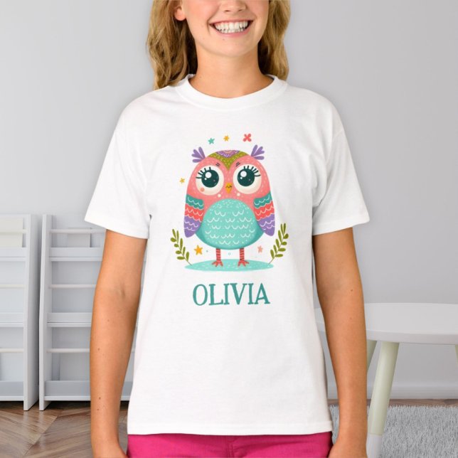 Söt Färgrik Excentrisk Babyuggla T Shirt (Skapare uppladdad)