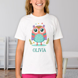 Söt Färgrik Excentrisk Babyuggla T Shirt