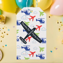 Söt Färgrik Flygplan & Moln Aviator Anpassad Presentetikett