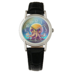 Söt Färgrik Gul Bläckfisk Utomjording Konst Armbandsur