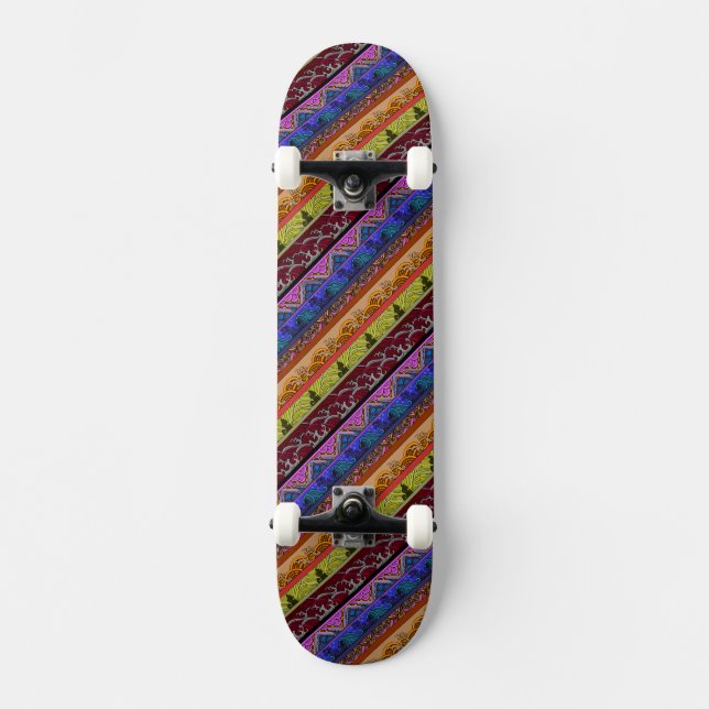 Söt färgrik handritad mugg mini skateboard bräda 18,5 cm (Framsida)