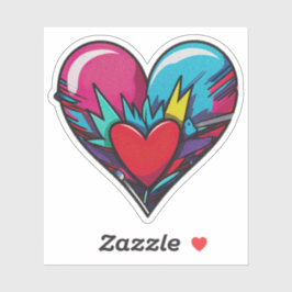 Söt Färgrik Hjärtdekal - Alla Hjärtans Dag Dekal