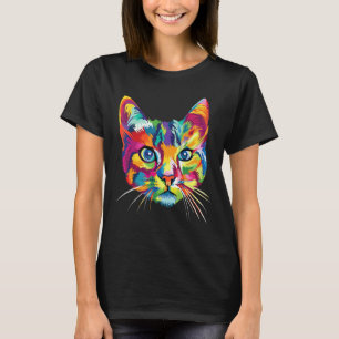 Söt Färgrik Katt för Katter Kvinnor Män Flickor Po T Shirt