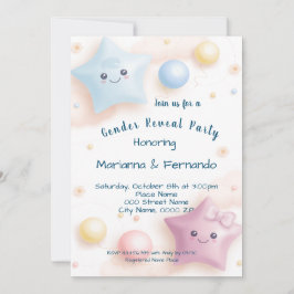 Söt Färgrik Könsbestämningsfest Inbjudningar