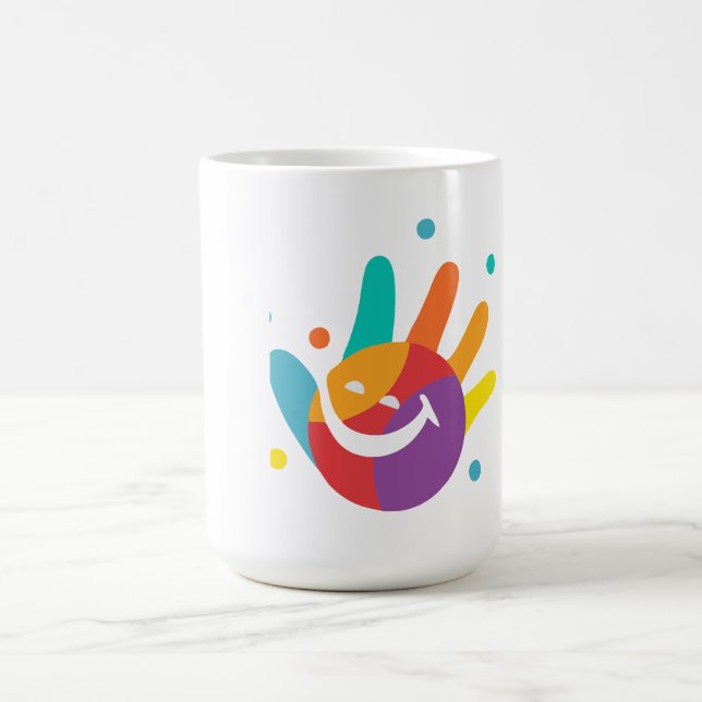 Söt Färgrik Leende Handavtryck Kaffemug Kaffemugg (Center)