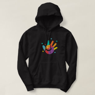 Söt Färgrik Leende Handavtryck Unisex Tröja Hoodie