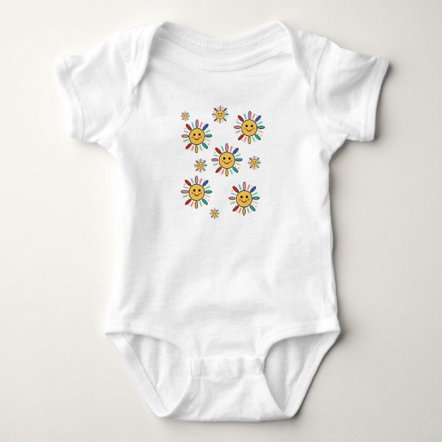Söt Färgrik Leende Sol Illustration T Shirt (Framsida)