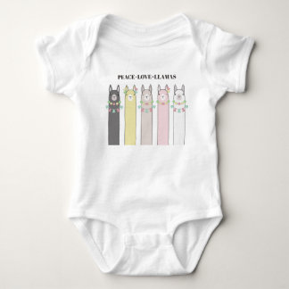 Söt Färgrik Llama Djurillustration Flicka T Shirt