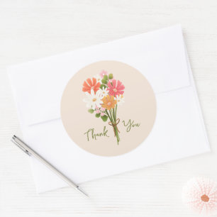 Söt Färgrik Modern Blomsterbukett Tack Runt Klistermärke