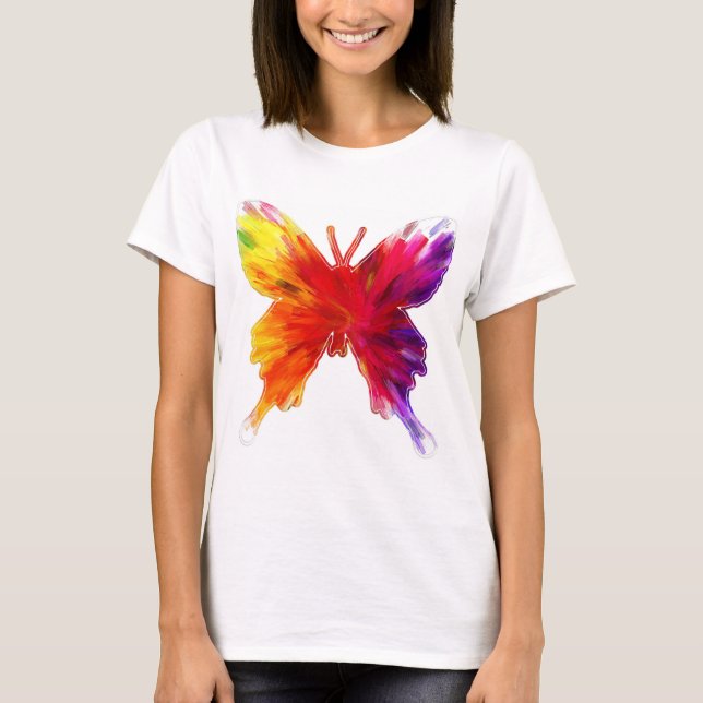Söt Färgrik Mönstrad Fjäril T-shirt (Framsida)