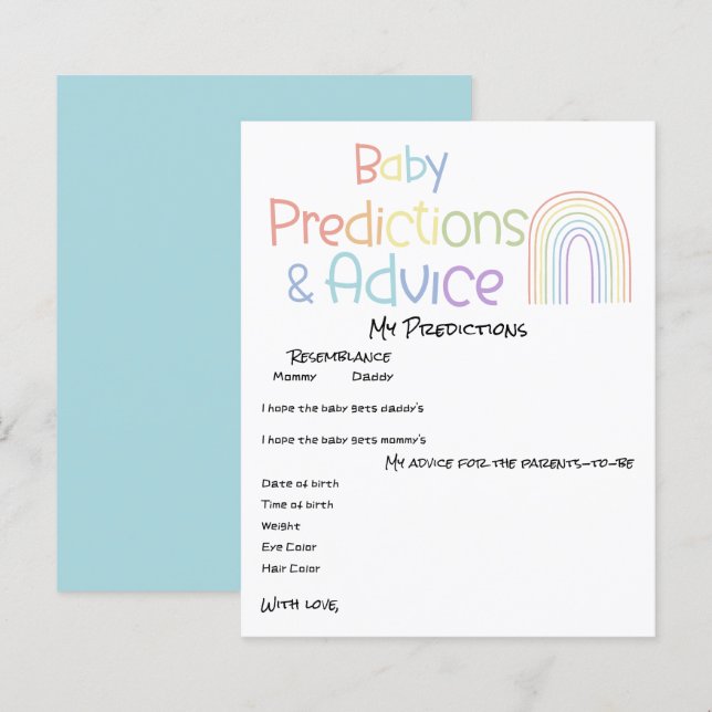 Söt Färgrik Regnbåge Baby Shower Spel Flyer (Fram/baksida)