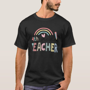 Söt Färgrik Regnbåge Fjärde Klass Lärare T Shirt