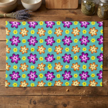 Söt Färgrik Retro Blommig Kökshandduk