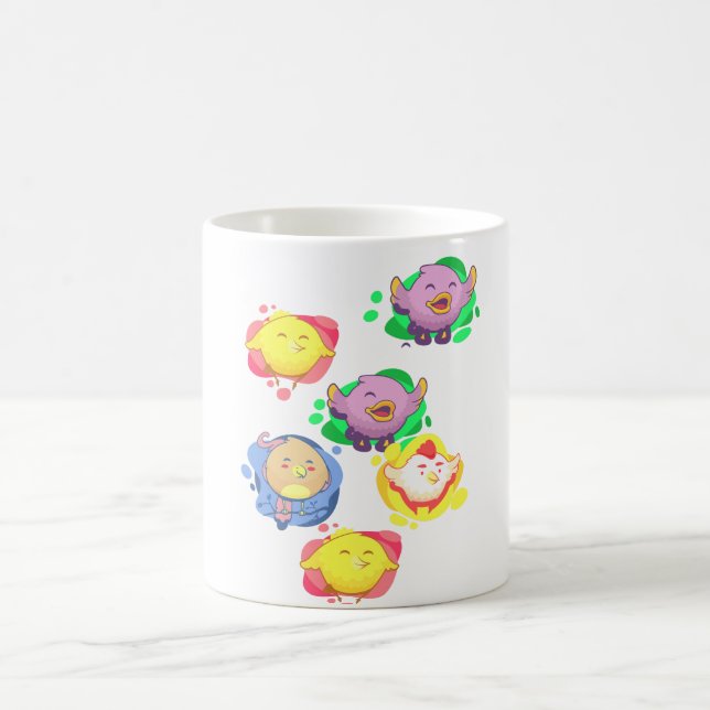 Söt Färgrik Sångande Kyckling Kaffe Mugg (Center)