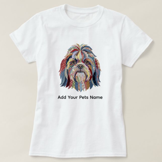 Söt färgrik Shih Tsu hunddesign T-shirt (Design framsida)