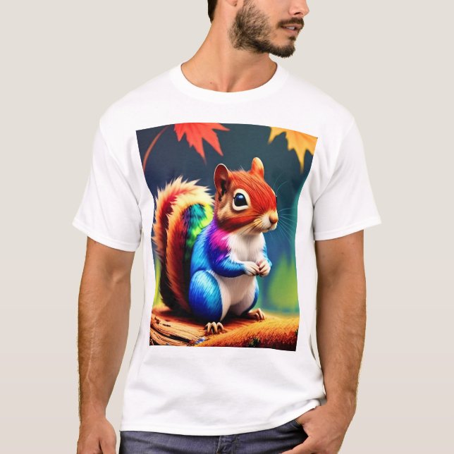 Söt Färgrik Sittande Ekorre-75463 T Shirt (Framsida)