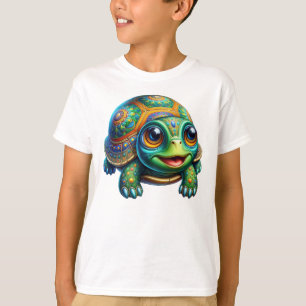 Söt Färgrik Sköldpaddsillustration T Shirt