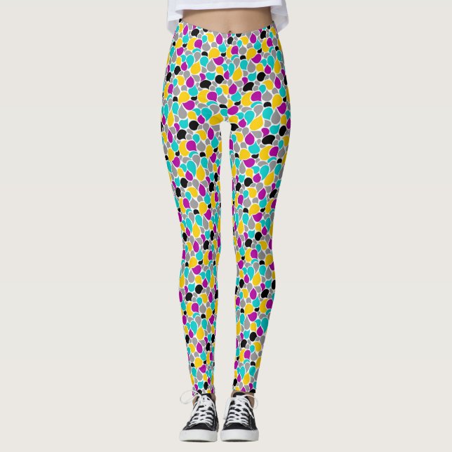 Söt färgrik sömlös mönsterdesign leggings (Framsida)