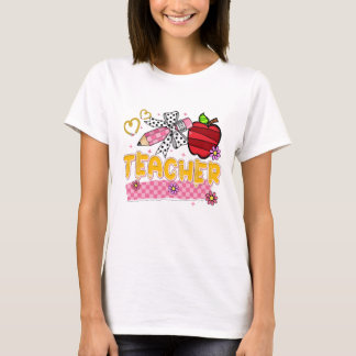 Söt Färgrik T-Shirt med Lärartypografi