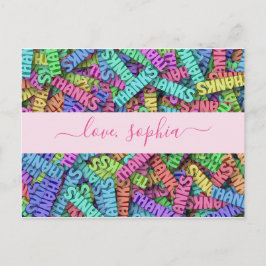 Söt Färgrik Tack Tack Namn Vykort