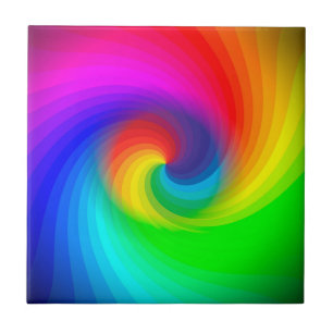 Söt färgrik Tie Dye regnbåge virvel konst mönster Kakelplatta
