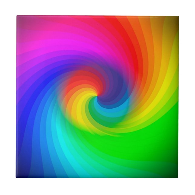 Söt färgrik Tie Dye regnbåge virvel konst mönster Kakelplatta (Framsidan)