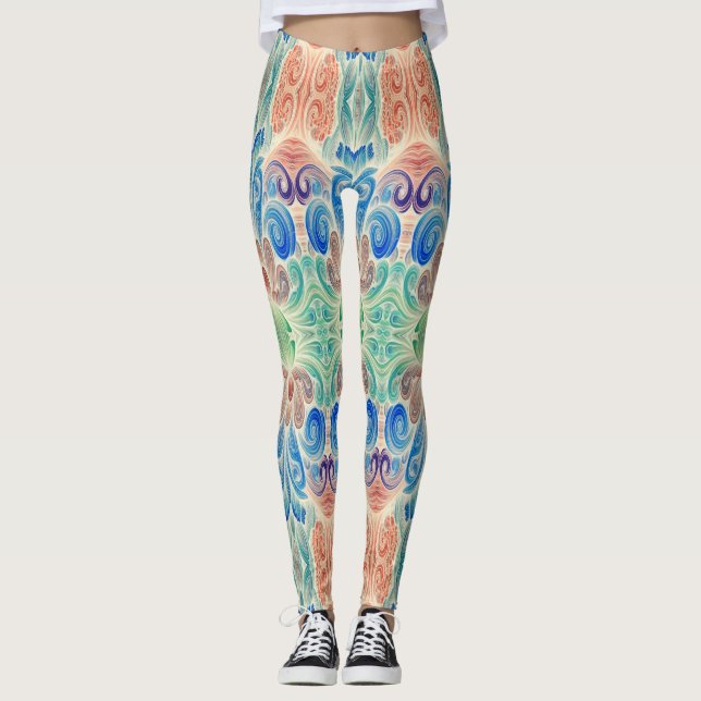 Söt färgrik trendig "Ratti_Creative_Arts"  Legg L Leggings (Framsida)