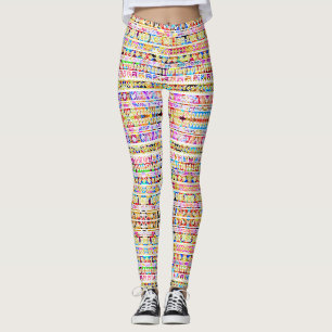 Söt färgrik tribal aztekisk mönster leggings