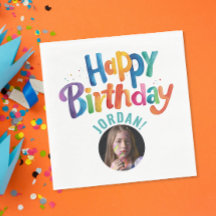 Söt Färgrik Turkos Födelsedagsfest Borste Stavat f