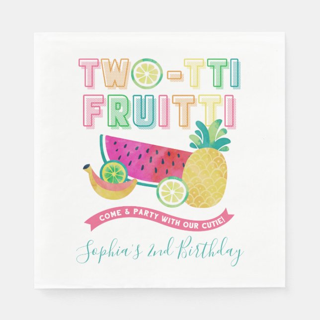 Söt Färgrik Twotti Frutti 2-årsdag Pappersservett (Framsidan)