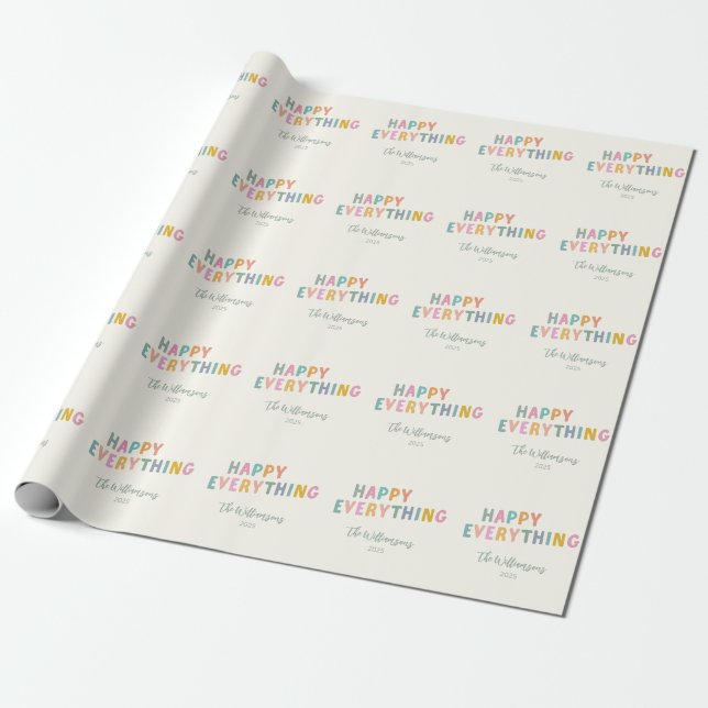 Söt Färgrik Typografi Glad Allt Anpassad Presentpapper (Utrullad)