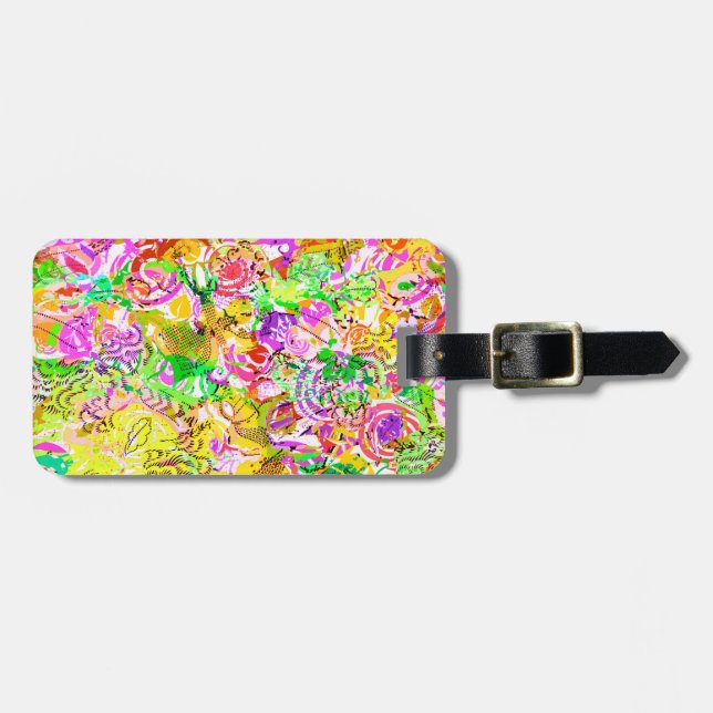 Söt färgrik vår abstrakt blomster bagagebricka (Horisontell Framsida)