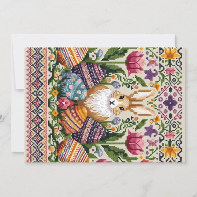 Söt/Färgrik Vår/Påsk fair isle  Julkort (Framsida)