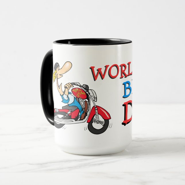 Söt Färgrik Världens Bästa Motorcykelpappa Mugg (Framsida vänster)