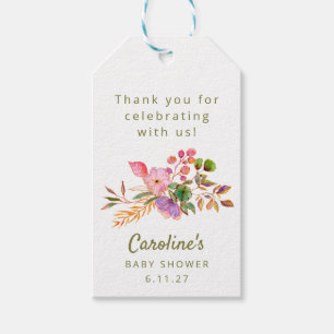 Söt Färgrik Vattenfärg Blommig Bebis Shower Anpass Presentetikett